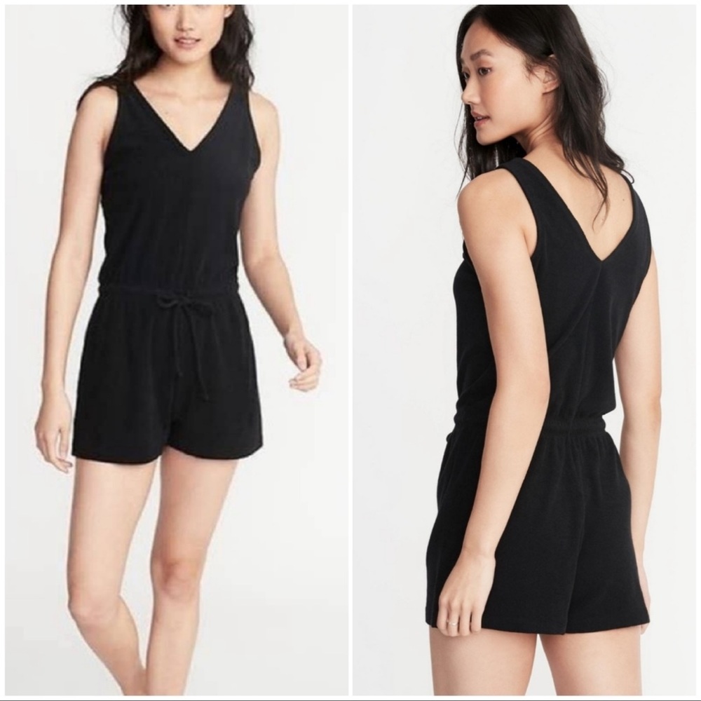 Old Navy Black Terry Romper